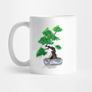 Green Bonsai Watercolor Mug